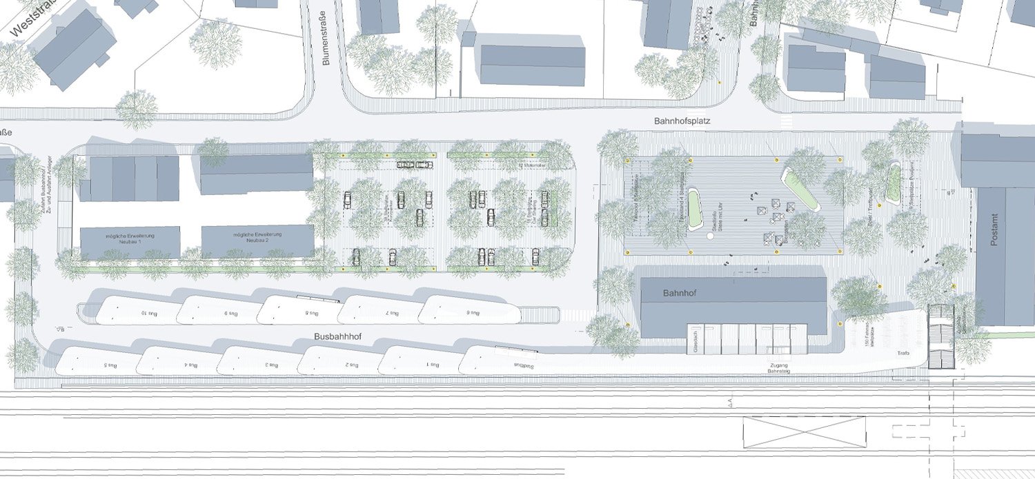 Einladungswettbewerb Stadt Sonthofen Mobilitätszentrum Bahnhof 2013 3. Preis Plan 1